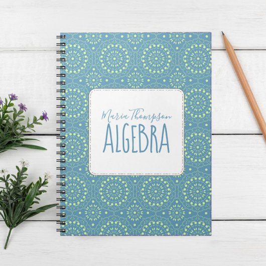 Carnet Chic Moderne Simple Élève Matière Vert Turquoise