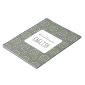 Carnet Chic Moderne Simple Étudiant Sujet Vert Gris (Côté gauche)