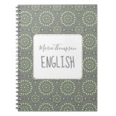 Carnet Chic Moderne Simple Étudiant Sujet Vert Gris (Devant)