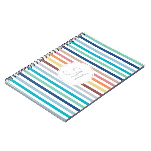 Carnet Chic Monogram Pastel Arc-en-ciel bandes horizontal (Côté gauche)