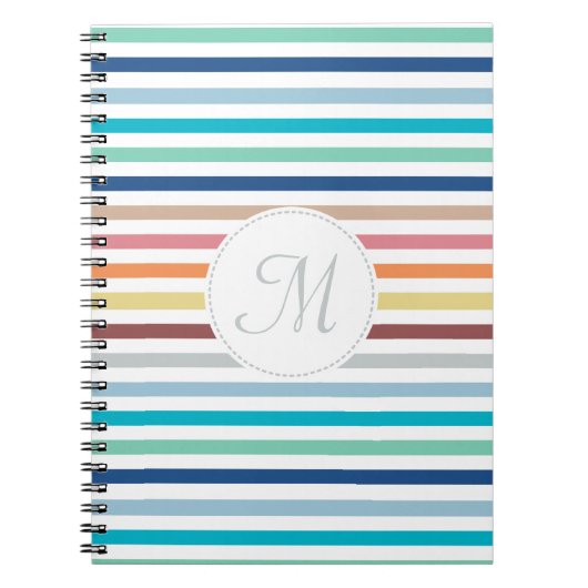 Carnet Chic Monogram Pastel Arc-en-ciel bandes horizontal (Devant)