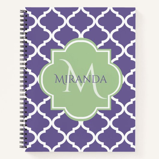 Carnet Chic Monogram Rose rose Tan Quatrefoil et nom (Devant)