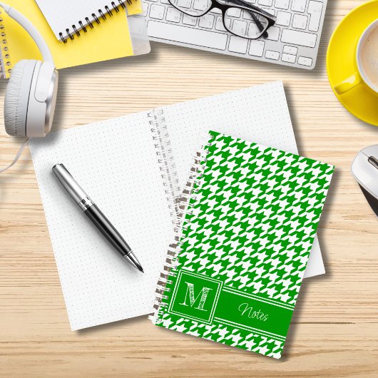 Carnet Chic Monogramme Green Houndstooth