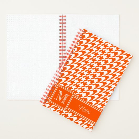 Carnet Chic Monogramme Orange Houndstooth (À l'intérieur)