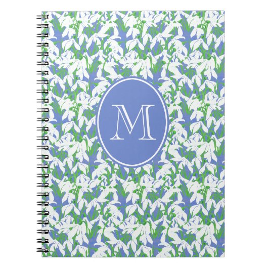 Carnet Chic Monogrammed Snowdrop Motif sur Poudre Bleu (Devant)