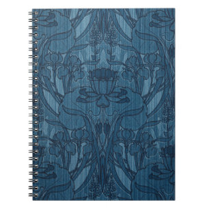 Carnet Chic motif botanique Art nouveau Iris Bleu