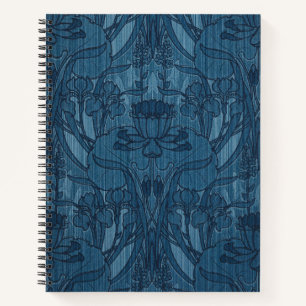 Carnet Chic motif botanique Art nouveau Iris Bleu