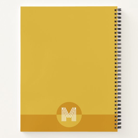 Carnet Chic moutarde jaune géométrique Monogramme moderne (Dos)