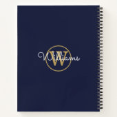 Carnet Chic Navy Blue Gold Monogramme Nom (Dos)