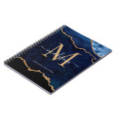 Carnet Chic Navy Blue Gold Parties scintillant Agate Géod (Côté gauche)