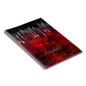 Carnet Chic noir rouge argent parties scintillant gouttes (Côté Droit)