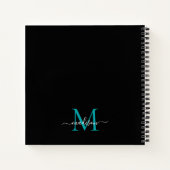 Carnet Chic noir Turquoise Monogramme vert Nom initial du (Dos)