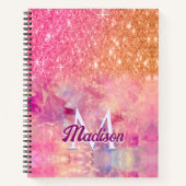 Carnet Chic ombre rose rose pâle parties scintillant mono (Devant)