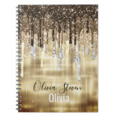 Carnet Chic or brun gouttelettes parties scintillant mono (Devant)