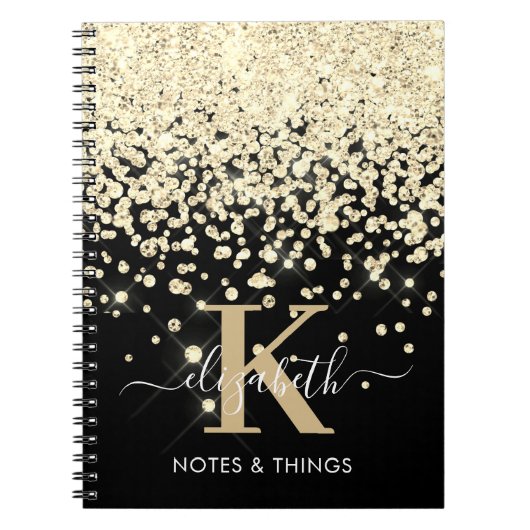 Carnet Chic Or Noir Pailleté Monogramme Diamanté (Devant)