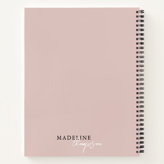 Carnet Chic Pale Rose Beige Script Typographie (Dos)