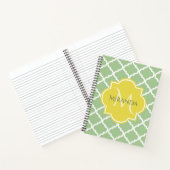 Carnet Chic Pastel Green Quatrefoil Jaune Nom Monogramme (Intérieur)