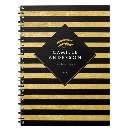 Carnet chic personnalisable d'artiste de cil d'or (Devant)