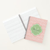Carnet Chic Pink Arched Scallops Soft Green Monogramme No (Intérieur)