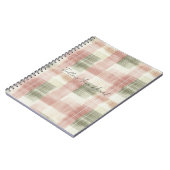 Carnet Chic Pink Mint Cream Plaid Stripes   (Côté gauche)
