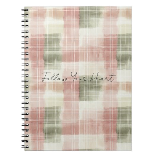 Carnet Chic Pink Mint Cream Plaid Stripes   (Devant)