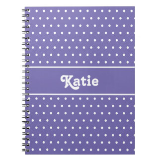 Carnet Chic Pois rétro violet et blanc nom