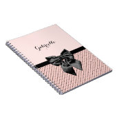 Carnet Chic Pois rose noir Bow et nom (Côté Droit)