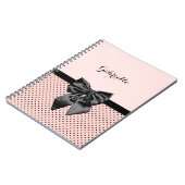 Carnet Chic Pois rose noir Bow et nom (Côté gauche)