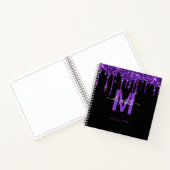 Carnet Chic Purple Driple Parties scintillant Nom du mono (Intérieur)