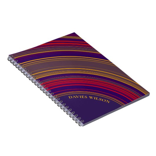 Carnet Chic purple geometric pattern custom name (Côté Droit)