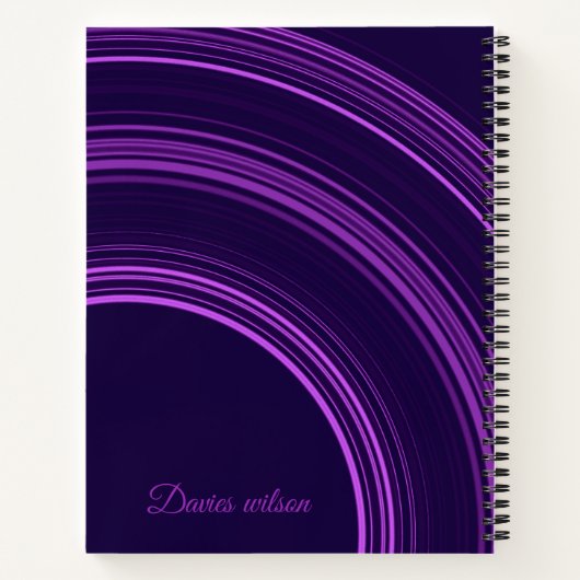 Carnet Chic purple geometric pattern monogram name (Dos)