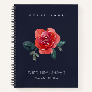 CARNET CHIC RED NAVY ROSE FLORAL FÊTE DES MARIÉES GUESTBO