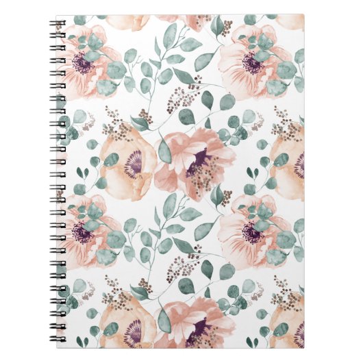 Carnet Chic Rose Aquarelle Fleurs (Devant)