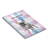 Carnet Chic rose bleu bleu floral chien (Côté Droit)