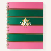Carnet Chic rose et vert rayé (Devant)