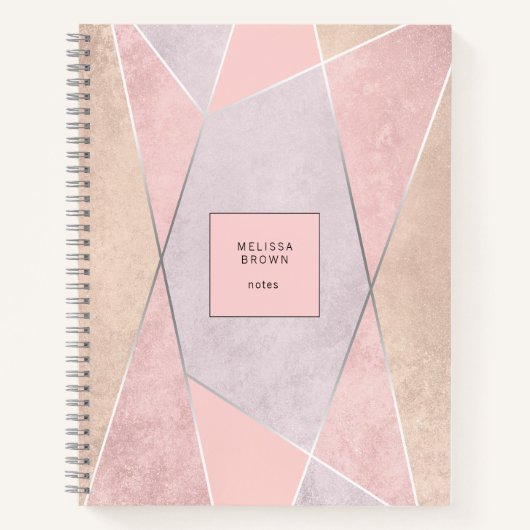 Carnet Chic Rose Gold Géométrique tendance moderne rose a (Devant)