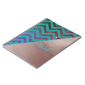 Carnet Chic Rose Gold Glittery Chevron Turquoise Green Na (Côté gauche)