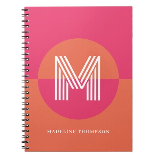 Carnet Chic rose orange rose orange géométrique Monogramm (Devant)