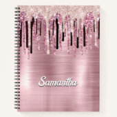 Carnet Chic rose rose pâle goutte à goutte monogramme (Devant)