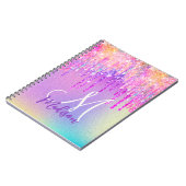 Carnet Chic rose rose unicorne goutte parties scintillant (Côté gauche)