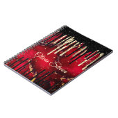 Carnet Chic rouge noir gouttes parties scintillant monogr (Côté gauche)