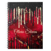 Carnet Chic rouge noir gouttes parties scintillant monogr (Devant)