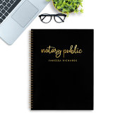 Carnet Chic Script Nom Notaire Noir & Or 