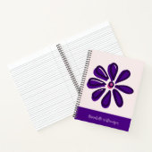 Carnet Chic Script Police Votre Nom Indigo Flower Doodle (Intérieur)