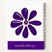 Carnet Chic Script Police Votre Nom Indigo Flower Doodle (Dos)