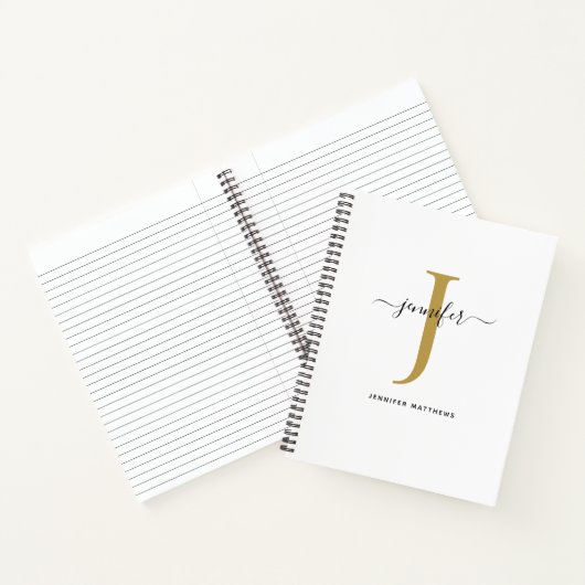 Carnet Chic Simple Monogramme Nom initial (Intérieur)