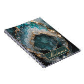 Carnet Chic Teal Green Gold Glitter Personalized Notebook (Côté Droit)