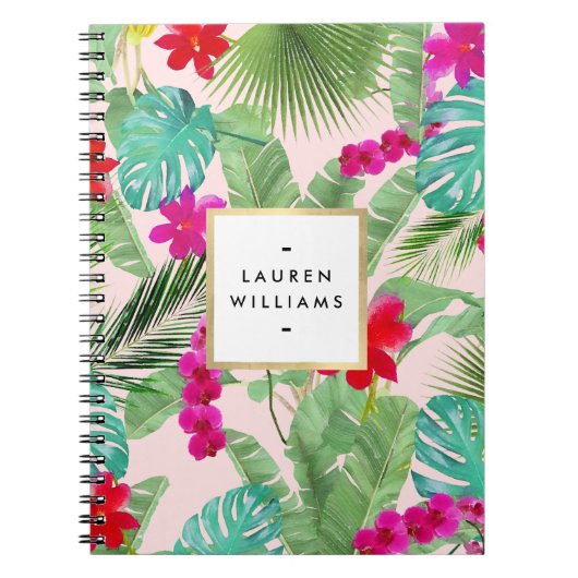 Carnet Chic Tropical Print Aquarelle rose (Devant)