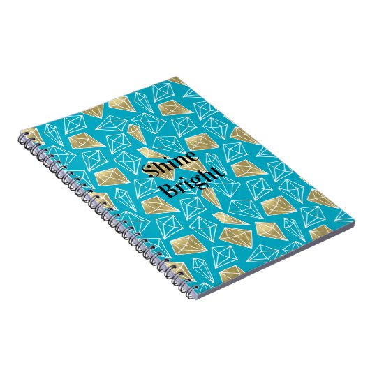 Carnet Chic Turquoise Aqua Blue Gold Diamonds (Côté Droit)