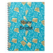 Carnet Chic Turquoise Aqua Blue Gold Diamonds (Devant)